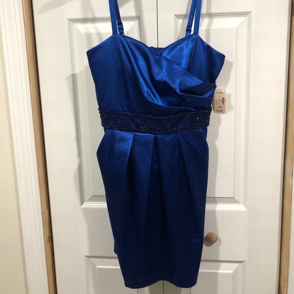 Blue satin dress NWT